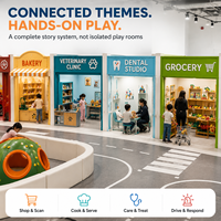 Clôture de jeu souple commerciale, compatible RoHS, pour projets de garderies, supermarchés, cliniques vétérinaires, fleuristes, avec toboggans et espace parent.