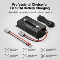 Chargeur de batterie LiFePO4 12V 40A AC-DC avec connecteurs, écran LED et protections complètes, certifié CE, pour camping-car, remorque, voiturette de golf, hors réseau