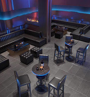 Meubles de restaurant permet café moderne tables et chaises bar de lumière led table ronde haute et ensemble de chaises hautes
