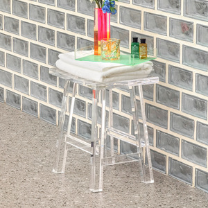 Taburete para cambiar zapatos de acrílico transparente de tres colores de Ningbo, tamaño personalizable, banco de baño moderno y minimalista - Product Image 2