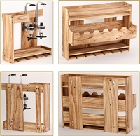 Meuble de rangement mural en bois pour bouteilles de vin, verres à pied et distributeur d'alcool