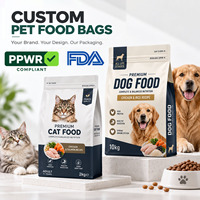 Sacs d'emballage refermables à fermeture éclair en aluminium laminé imprimés sur mesure pour aliments secs pour animaux de compagnie (chats et chiens)