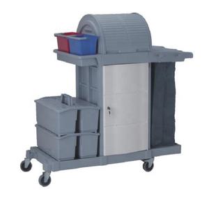 Carrito <span class=keywords><strong>de</strong></span> <span class=keywords><strong>Limpieza</strong></span> Multiusos <span class=keywords><strong>de</strong></span> Plástico Blanco y Gris para Hoteles, Restaurantes, Hospitales, Servicio <span class=keywords><strong>de</strong></span> <span class=keywords><strong>Limpieza</strong></span> - Product Image 1