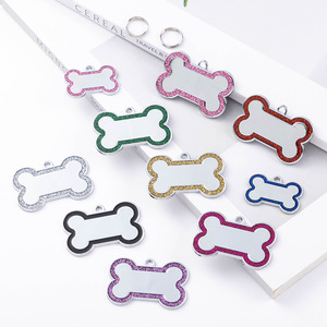 Laser Engraved Custom Logo <b>Blank</b> Bone Dog Cat ID Tags Keychain Personalized Anti-lost Glitter <b>Pet</b> Collar Charm Pendant Keyring - Product Image 2