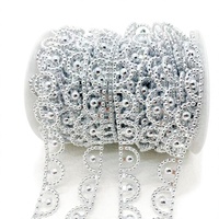 Décoration de chapeau ethnique DIY, 15M de bordure en plastique en forme de demi-cercle festonné avec perles dorées en éventail, très vendue pour Noël et les vêtements