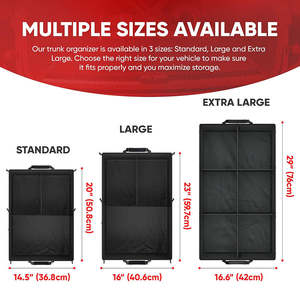 Organizador plegable personalizado de Material Oxford para almacenamiento de maletero de coche con correas de seguridad y 2 compartimentos principales + bolsillo de malla - Product Image 3