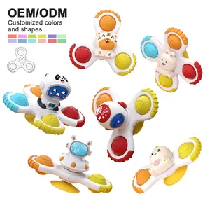 Zhorya Windmill Fingertip Toy Suction Spinner Baby Shower Toys Silicone 3pcs Spinning Baby Bath Toys