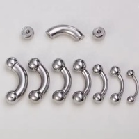 Bague en acier inoxydable à double boule pour enfants, à surface rugueuse et incurvée, avec filetage interne PA, anti-allergique, multi-usage, cadeau de mariage, pour fête