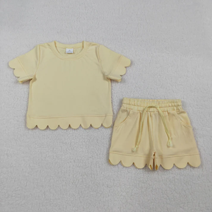RTS GSSO3190 Scallop Blue Checkered Short Sleeve Shorts Girls Set - Product Image 4
