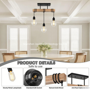 <span class=keywords><strong>Lustre</strong></span> suspendu à 3 têtes en <span class=keywords><strong>bois</strong></span> rustique <span class=keywords><strong>noir</strong></span> pour la décoration intérieure de la salle à manger, du <span class=keywords><strong>salon</strong></span>, de la chambre, de la cuisine, du loft - Product Image 4