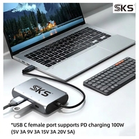 Adaptador Multipuerto USB C 7 en 1 Tipo C con HDMI, VGA, Gigabit Ethernet, Carga PD de 100W, 3 Puertos USB 3.0, Base de Conexión para Laptop