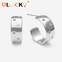 LUCKYJIU Fabricant de bijoux sur mesure, boucles d'oreilles créoles courbes en acier inoxydable plaqué or 18 carats avec zircone, imperméables, pour femmes