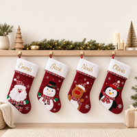 Calcetín Navideño Personalizado con Apliques 3D, Bordado con Nombre, Envío Directo