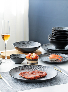 Dehua — ensemble d'assiettes de table rondes en céramique, vaisselle de pluie, <span class=keywords><strong>service</strong></span> de vaisselle en <span class=keywords><strong>porcelaine</strong></span> noire ou blanche, bol à soupe à salade morde - Product Image 4