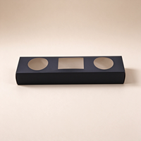 Boîte cadeau en papier kraft noir en gros avec fenêtre perforée, emballage en matériaux recyclés, emballage de produit personnalisé