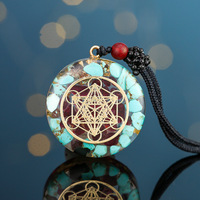 Classique en gros Yoga pierre précieuse naturelle pendentif rond collier spirituel ésotérique pour unisexe