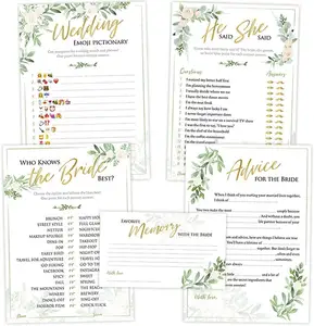 Umiss 250pcs新娘淋浴游戏花卉质朴绿色主题婚姻咨询卡，婚礼派对装饰定制包