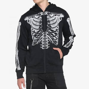 <span class=keywords><strong>Felpa</strong></span> <span class=keywords><strong>con</strong></span> cappuccio <span class=keywords><strong>con</strong></span> cerniera intera Skeleton nero OEM Y2k Premium felpe <span class=keywords><strong>con</strong></span> cappuccio da uomo - Product Image 4