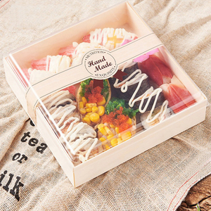 Hình chữ nhật vuông hộp thực phẩm Hot Bán gỗ bao bì Burger bánh khay với nắp degardable container thực phẩm - Product Image 5