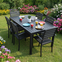 Nouvelle collection de meubles en alliage d'aluminium, table et chaises de jardin modernes pour balcon, pique-nique, meubles d'extérieur en plastique et en bois