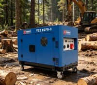 Générateur diesel silencieux triphasé YuChai YC11GFS-3 11 kW, puissance équivalente monophasée 400 V 230 V, groupe électrogène portable V-Twin 12 kW max.