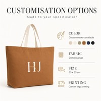 Sac fourre-tout en toile de coton avec logo personnalisé, 65x35cm, réutilisable, avec poignées en sangle plate et fond rigide, pour la vente en gros