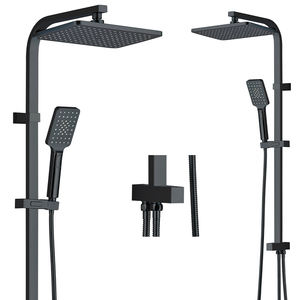 Juego de Barra de Ducha Deslizante de Acero Inoxidable SS304 Negro Mate, Montado en la Pared, con Ducha de Mano de 3 Funciones y Cabezal de Ducha de Lluvia - Product Image 1