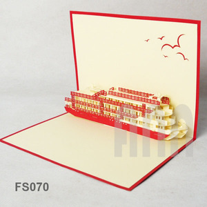 ANN HANDICRAFT FS070 Custom <b>Handmade</b> 3D Pop-up Greeting Cards 'Friendship' Tourist Boat Thank You Gift <b>Paper</b> Die Cutting Printed - Product Image 6