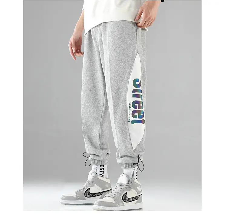 QYOURE Custom MJ04 hip hop degli uomini di strada di usura stile di stampa grigio confortevole mens streetwear pantaloni della tuta