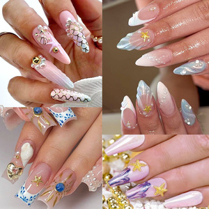 Wholesale Nail Accessories 12 <b>Grids</b> Sea Style Sea Star Charms Pearl Rhinestone Nail for Summer Nail Decoration - Product Image 3