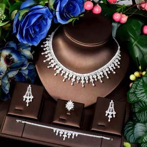 Vantage Cubic Zirconia, conjunto de joyería de gota de agua para mujer, Boda nupcial, collar de 4 piezas, accesorios, Parure Bijoux Femmes, S-361 - Product Image 1