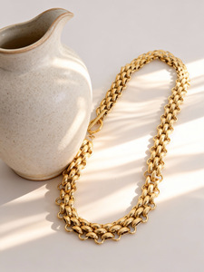 フェニー卸売18KPVDメッキレトロチャンキーステートメントトグルリンクチョーカーチェーンステンレススチールネックレス女性用 - Product Image 4