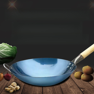 <span class=keywords><strong>Wok</strong></span> de Acero de Varios Tamaños con Mango de Madera Antideslizante, Utensilios de Cocina Profesionales para el Hogar, Catering y Cocina Comercial - Product Image 6