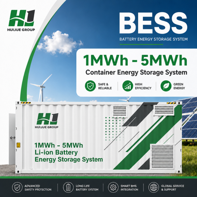 HJ 1MW 3MWh 2.5MW 5MWh 20ft Air Cooled Lithium Ion Battery Storage Container for Renewable Energy Backup