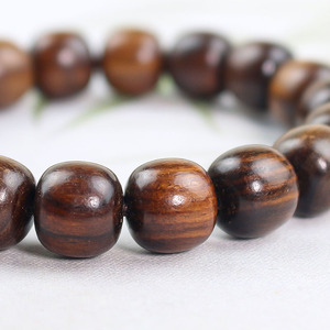 Black Rosewood Barrel Bead <b>Bracelet</b> 11x12mm 18pcs Wooden Jewelry For Men Women Everyday Wear Cultural Collectible - Product Image 2
