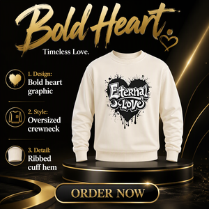 Men's Oversized Heart Graphic <b>Crewneck</b> Sweatshirt Cotton Long Sleeve Relaxed Fit Hoodie for Casual Wear - Product Image 6