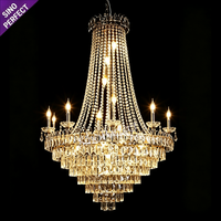Lustre suspendu moderne en cristal doré large pour hôtel, hall d'entrée, banquet de mariage, éclairage OEM ODM