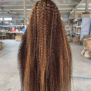 Parrucche all'ingrosso di <span class=keywords><strong>capelli</strong></span> umani brasiliani con <span class=keywords><strong>riflessi</strong></span> miele P4/27, colore Ombre, HD Lace Front, senza colla, Body Wave, Water Wave, pre-plucked - Product Image 1