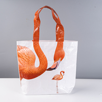 Sac de shopping, de rangement et de cadeau en tissu avec imprimés d'animaux flamants roses créatifs, avec logo personnalisé - Publicité portable