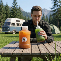 Bouteilles de 1000 ml en forme de baril pour boissons aux fruits et thés, avec bouchons à clapet circulaires, de haute qualité, vente en gros, portables