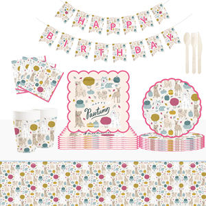 DAMAI New Design Animal Theme Children's Birthday <b>Paper</b> Plate Napkin <b>Tablecloth</b> Party Supplies Disposable Party Tableware Sets - Product Image 1
