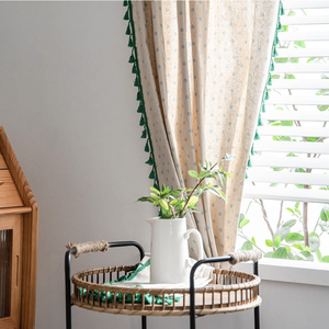 Rideau en toile BOHO, voile en coton à rayures, imprimés classiques, texture de toile, rideau de porte, décoration murale, style bohème européen avec pompon - Product Image 5