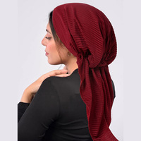Zifeng OEM – Nouveau turban tricoté rayé à longues lanières, chapeau hijab pour femmes musulmanes, vente chaude