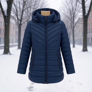 Manteau d'hiver pour femmes grande taille HDJ VH-104 avec capuche et fermeture éclair, veste décontractée pour l'extérieur - Product Image 2
