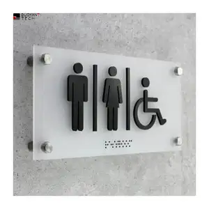 Acero inoxidable ADA Metal Braille Acrílico Baño Inodoro Letrero puerta casa número placa Señalización