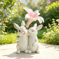 Ornement animalier mignon en résine pour la Saint-Valentin avec lumière solaire - Peint à la main, imperméable, décoration de maison, cadeau