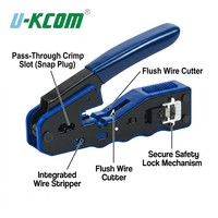 Herramienta de crimpado y corte de cables de red Ethernet RJ45 8P8C Cat5e Cat6 RJ45 de fábrica al por mayor para RJ11 RJ12