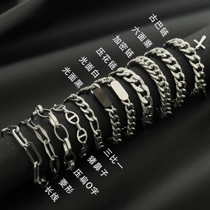Bracciale da <span class=keywords><strong>Uomo</strong></span> alla Moda in Titanio e <span class=keywords><strong>Acciaio</strong></span> <span class=keywords><strong>Inossidabile</strong></span>, Catena a Maglie Versatile, Bracciale a Catena Figaro - Product Image 4