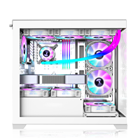 Boîtier d'ordinateur Micro ATX Gamming PC Case RGB Design Full View Verre trempé Vente en gros Nouveau 360mm Desktop Stock Mid Tower Microatx