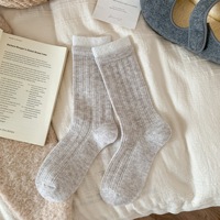 Nouvelles chaussettes en laine respirantes pour l'automne-hiver, style décontracté, simples, polyvalentes, sans coutures, à double côte, épaisses, color-block, pour femme, personnalisables